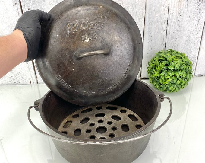 Vintage Mcclary Cast Iron No.9 Casserol Drip Top Dutch Oven Etsy