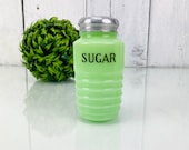 Vintage Jeanette Glass Ribbed Jadeite Sugar Shaker Original