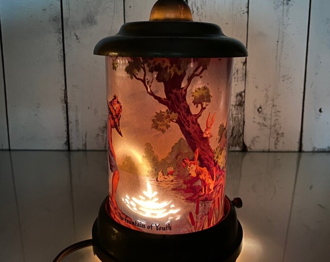 Vintage Motion Lamp of Little Boy Peeing,conquistador and Indian on the