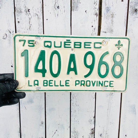Vintage 1975 Quebec Licence Plate Automobile ID Wall Hanging Etsy