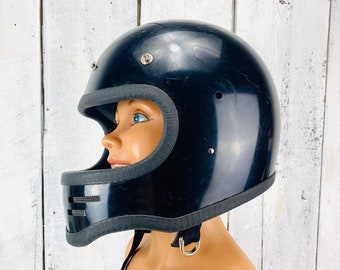 Vintage Motocycle Black Full Face Helmet Racing Style