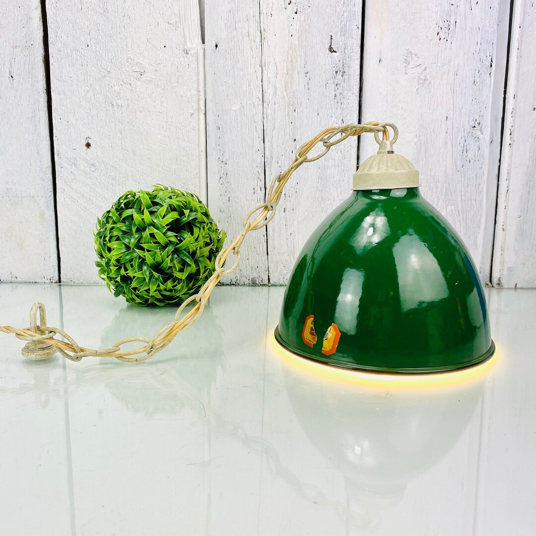 Vintage Enamel Hanging Lamp Etsy