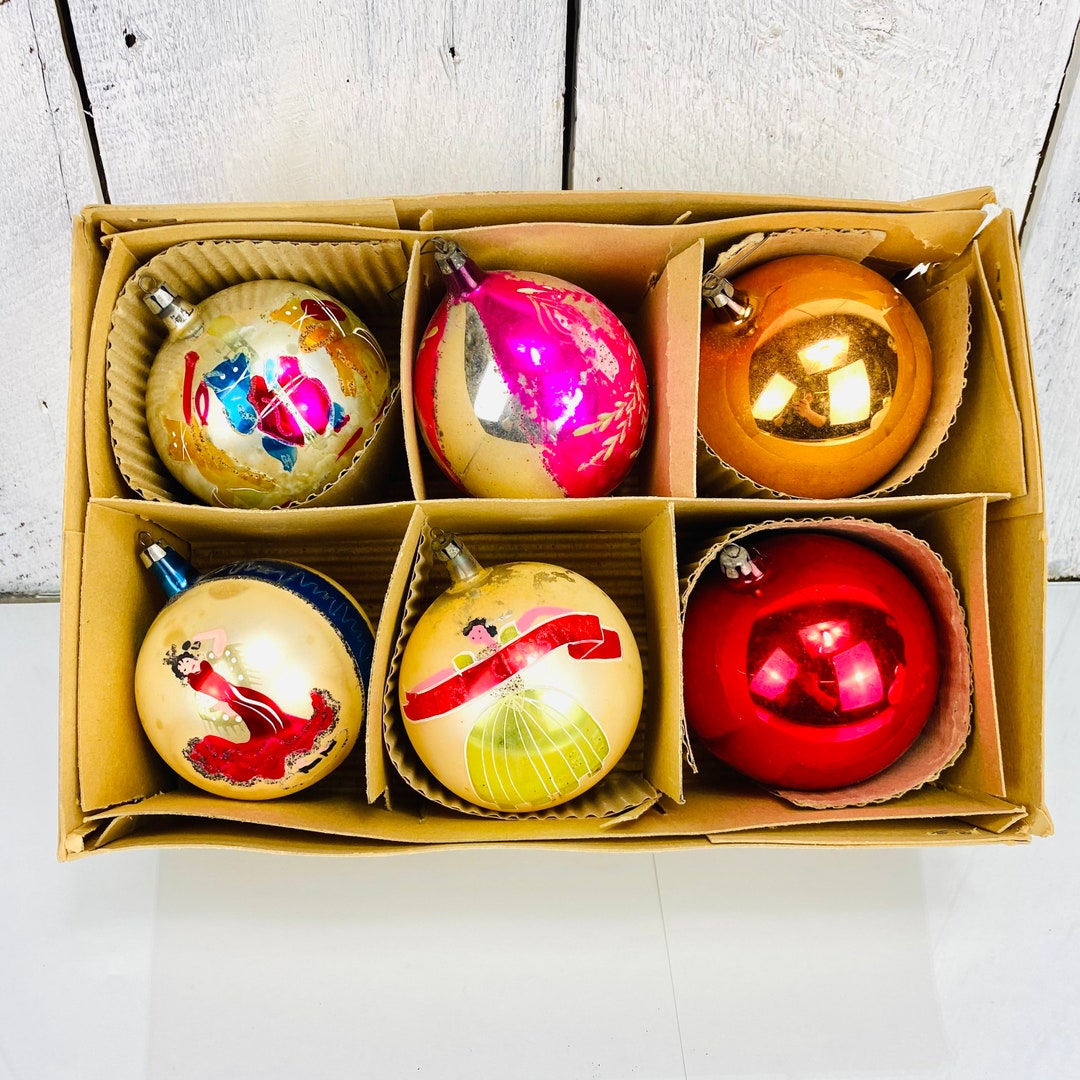 Vintage Rare Large Christmas Tree Ornaments Glass Balls Etsy