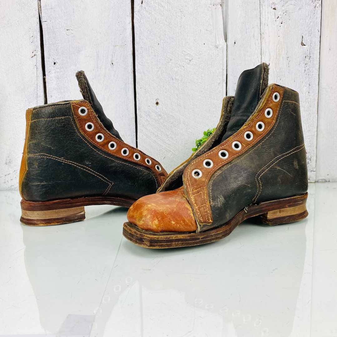 Antique Leather Cross Country Ski Boots Etsy