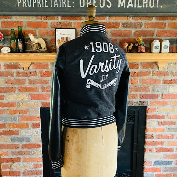Varsity College Style Coat Leather and Tissus - Etsy