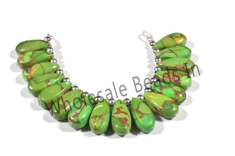 Details about / Natural Gem Blue Copper Turquoise 15x7MM Smooth Pear Shape Briolettes 7/" 59Cts.