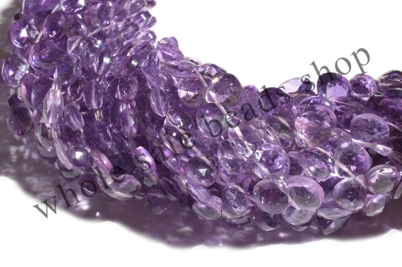 5 Strands of Amethyst Faceted HEART Shape | shops Faceted Gemstone Amethyst Beads | AAA Quality | 6-8 MM Size | Christmas Sale | 7 Inches Strand