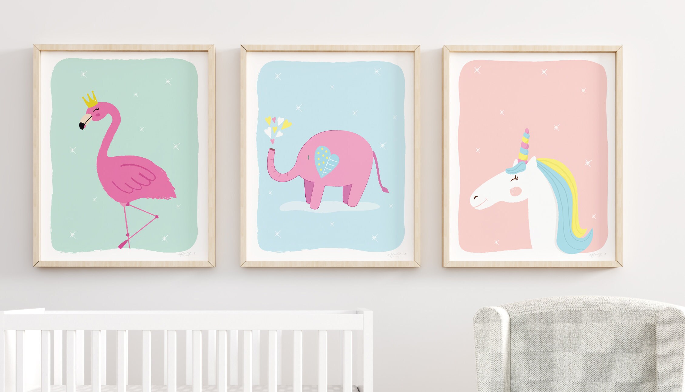 Nursery Printable Set Animals Printable Set Set of 3 Nursery - Etsy