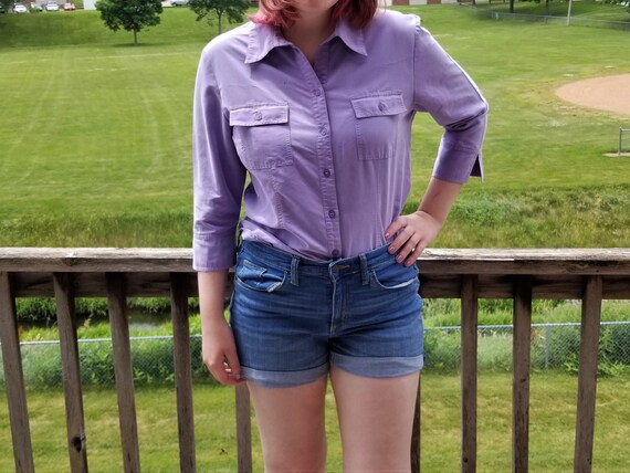 Faux Suede Lavender Blouse Purple 