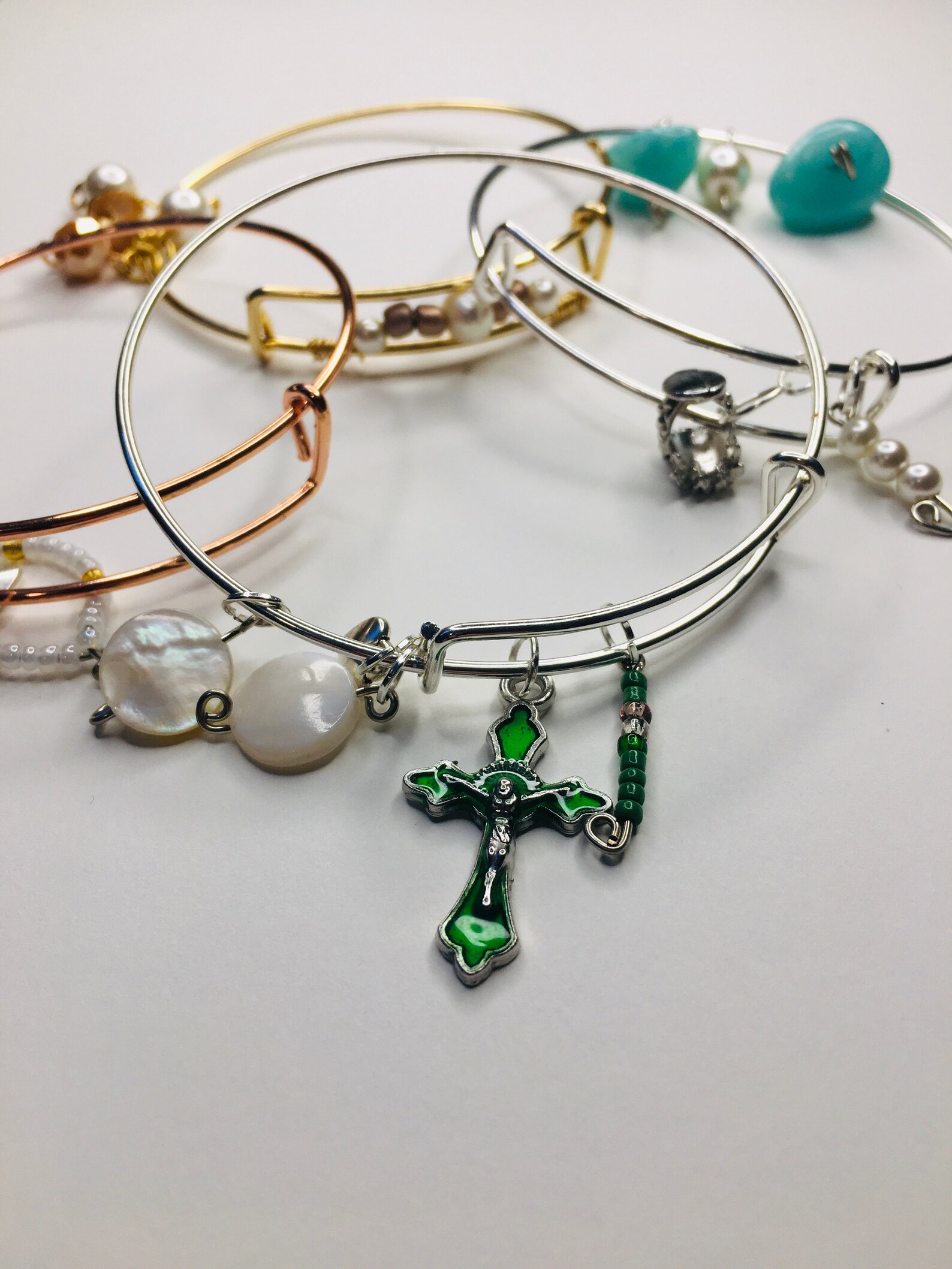 Religious Charm Bangle Bracelet | Etsy