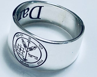 Ring. Key of the Seals of Solomon Solomon Key of the Amulet of Success in Hebrew Silver 925. Personalized Name