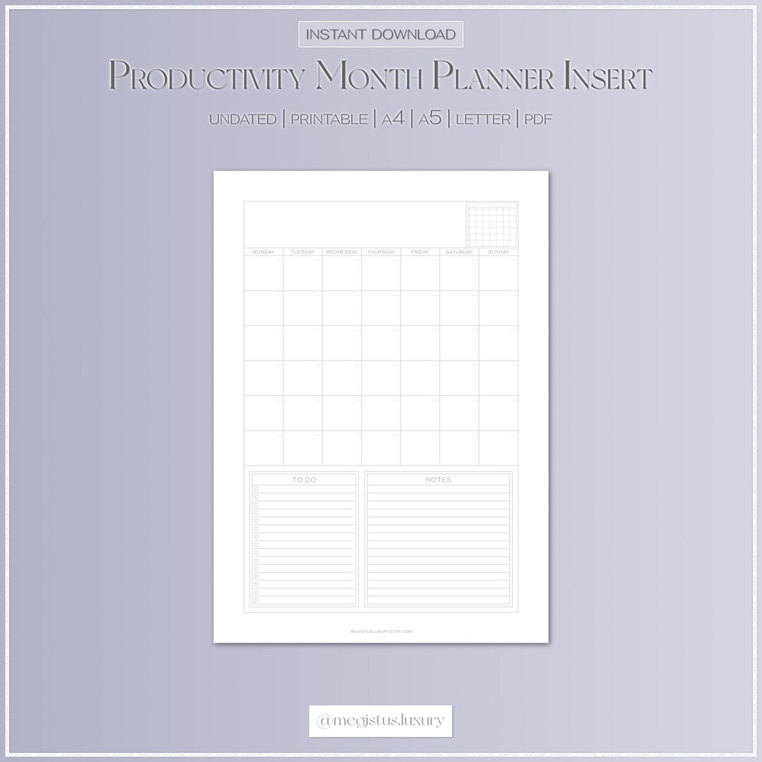 Printable A4 A5 Planner Inserts Productivity Planner Etsy