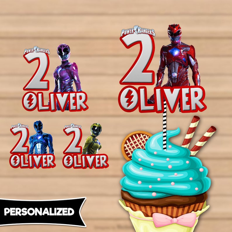 Power Rangers Birthday Cupcake Toppers Power Rangers Birthday Etsy