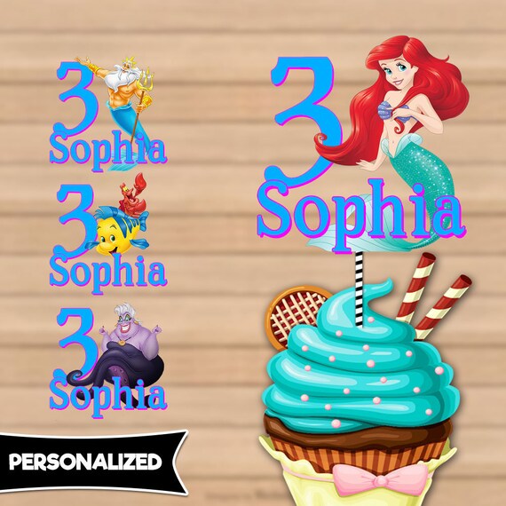 Little Mermaid Cupcake Toppers Mermaid Ariel Cupcake Topper Etsy