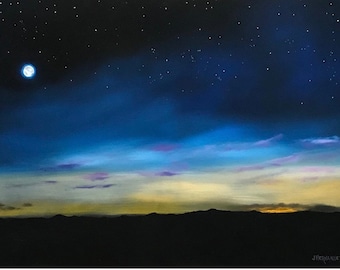 Eternally Apart - Moon Rise Original Oil Sunset Painting