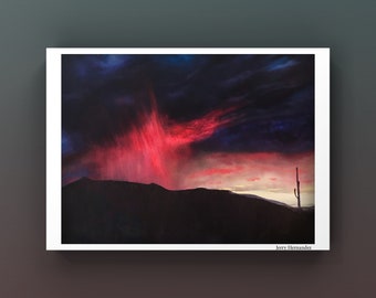 Saguaro Stands Alone Desert Art Print