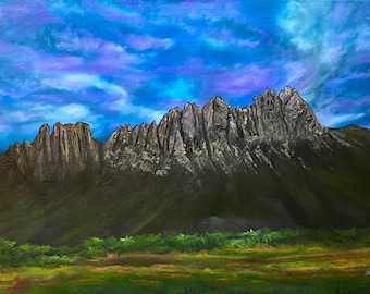 Organ Mountain Lavender Skies Original Oil Painting - Las Cruces, New Mexico
