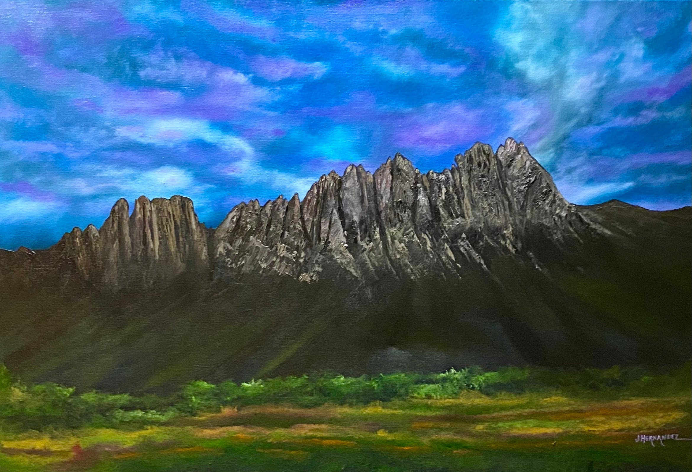 Organ Mountain Lavender Skies Original Oil Painting - Las Cruces