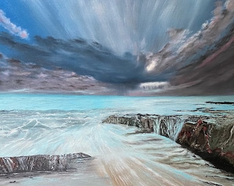 Maui Wave Washed Shores Original Oil Painting