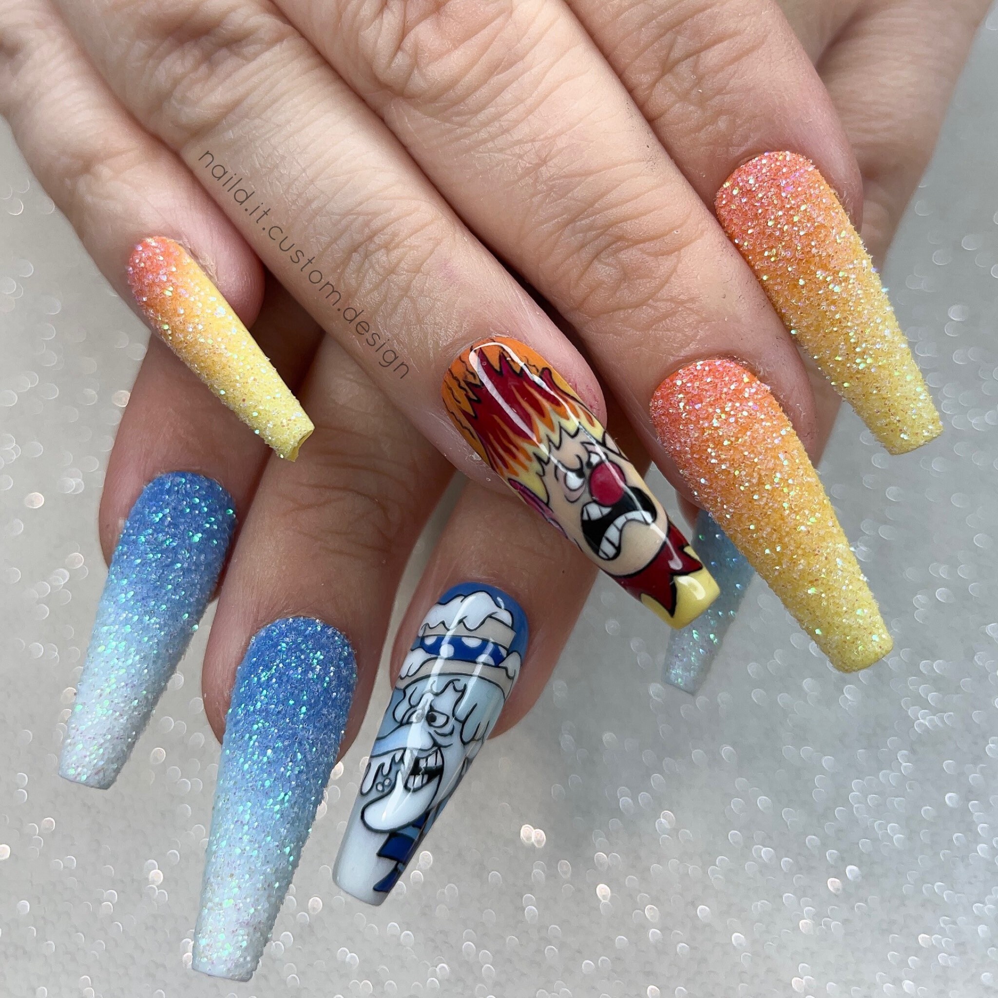 Fire and Ice Press on Nails Fake Nails Glue on Nails - Etsy fire-and-ice-press-on-nails-fake-nails-glue-on-nails-etsy