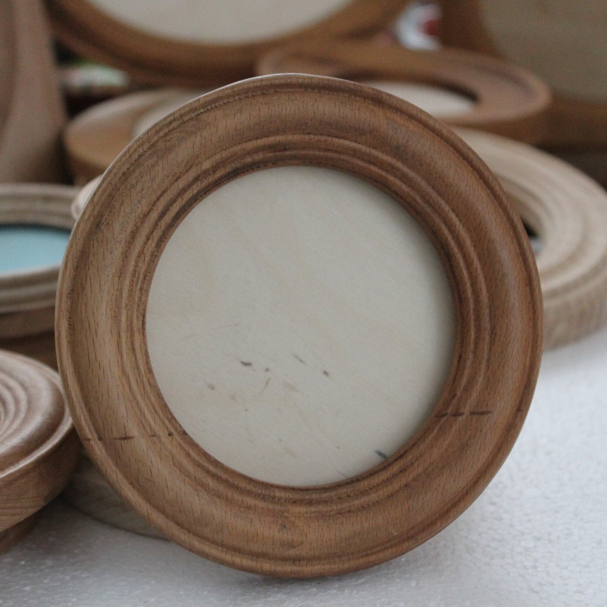 Round wooden frame with glass for picture size 8.5 cm Etsy