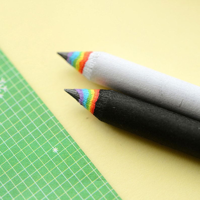 12pcs-Rainbow Pencils recycled paper pencil set for unique stationery addicts Planner Pencil,School Supplies,Gift WHITE basic 3 pack
