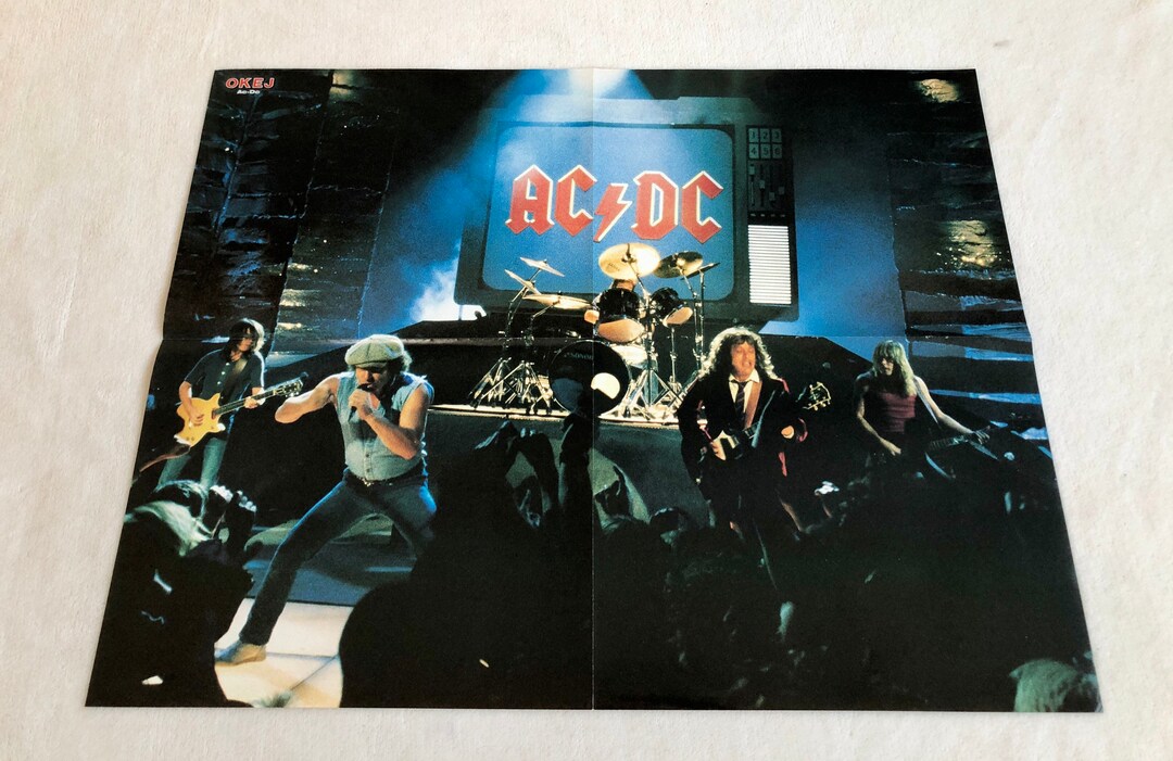 AC/DC 1987 Swedish Poster Magazine OKEJ 1980s Angus Young Vintage Rare ...