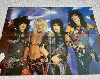 Mötley Crüe 1983 Shout At the Devil Tommy Lee Nikki Sixx Vince Neil Mick Mars Swedish Poster Magazine OKEJ 1980 Vintage Raro