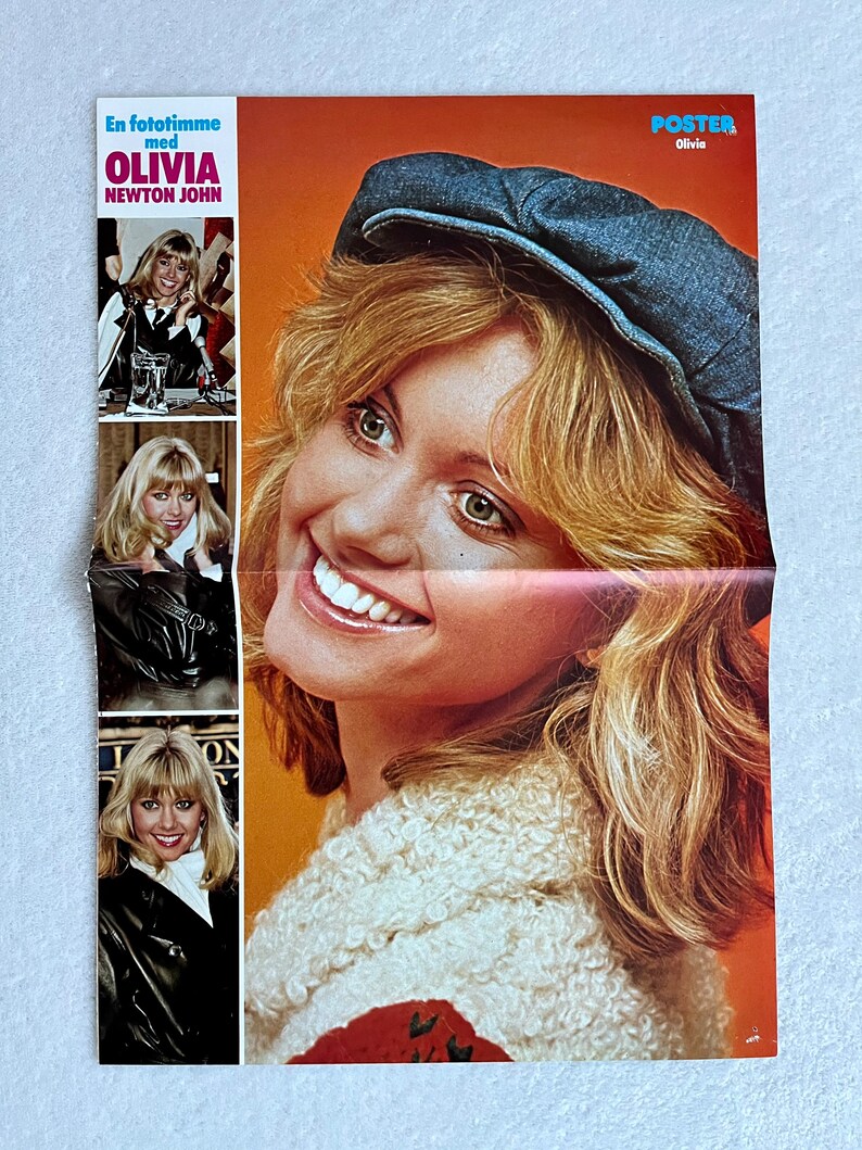 Olivia Newton John Poster 1979 ONJ Grease Swedish Poster Music Magazine 1970s Vintage Rare image 2