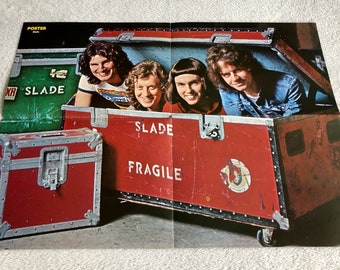 Slade 1977 Swedish Poster Magazine 1970s Jim Lea Don Powell Noddy Holder Dave Hill Vintage Rare Glam