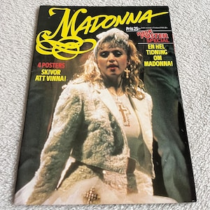 Madonna 1985 Schwedisches Semic Rock Plakat Musik Magazin OKEJ 1980s Vintage Rare