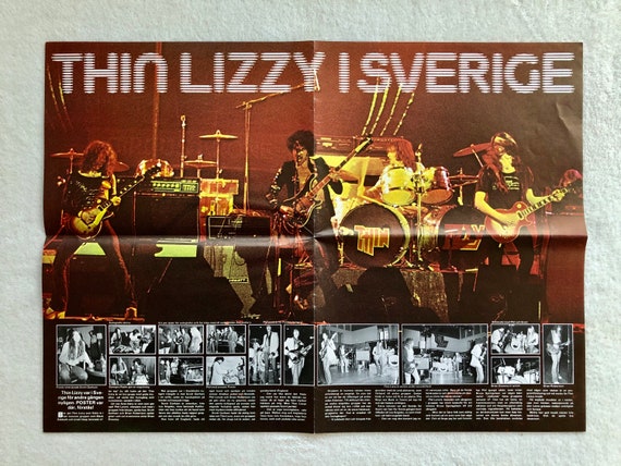 Thin Lizzy Poster 1975 Phil Lynott Swedish Poster Magazine 1970s