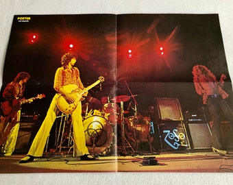 Led Zeppelin 1976 Robert Plant Jimmy Page Poster Svedese Poster Magazine anni '70 Vintage Raro
