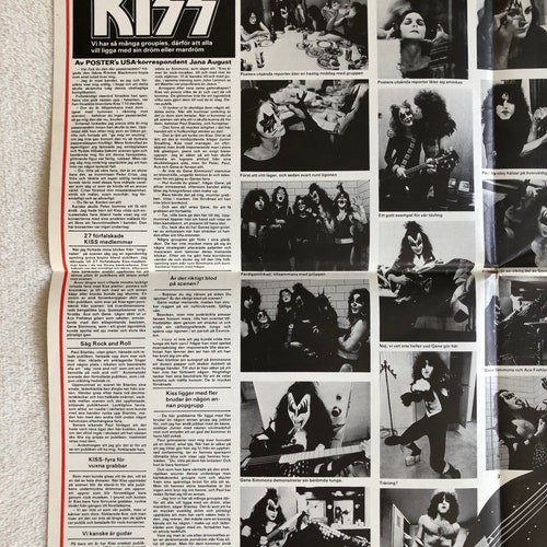 KISS Story Poster 1975 Swedish Poster Magazine 1970s Gene Simmons Paul Stanley Ace outlet Frehley Peter Criss Vintage Rare