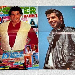 John Travolta Poster 1978 Grease Saturday Night Fever Movie Actor Swedish Poster Music Magazine 1970s Vintage Rare
