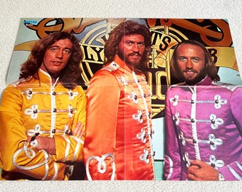 Bee Gees 1979 Swedish Poster Music Magazine 1970s Vintage Rare Barry Gibb Robin Gibb Maurice Gibb Sgt Pepper