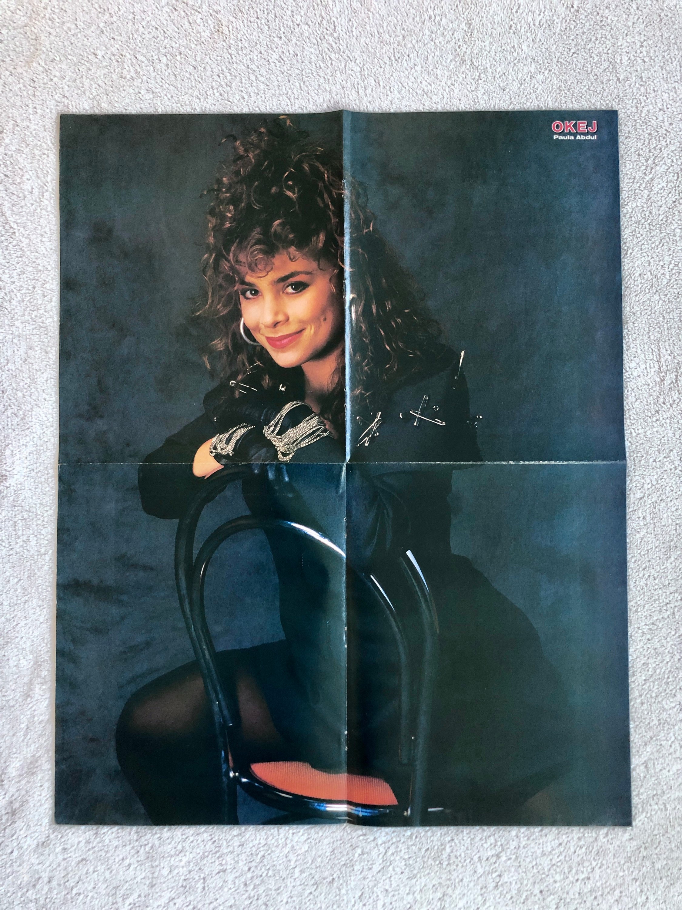 Paula Abdul 1989 Swedish Poster Music Magazine OKEJ 1980s Vintage