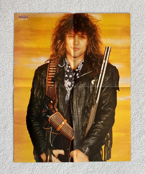 USA製 Schott × BON JOVI 本革 フリンジジャケット 希少44 Bon Jovi 1987 Jon Bon Jovi Richie Sambora Swedish Poster Music