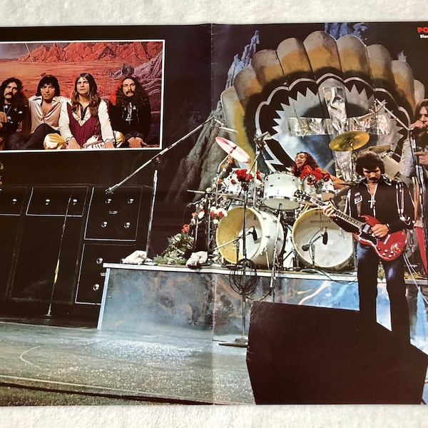 Black Sabbath 1975 Póster sueco Revista de música 1970 Vintage Rare Tony Iommi Ozzy Osbourne Bill Ward Geezer Butler