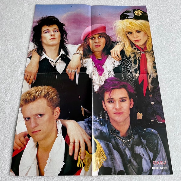 Hanoi Rocks 1985 Michael Monroe Finland Swedish Poster Music Magazine OKEJ 1980s Vintage Rare