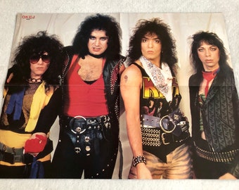 KISS 1983 rivista di poster svedese OKEJ anni '80 Gene Simmons Paul Stanley Vinnie Vincent Eric Carr Vintage raro