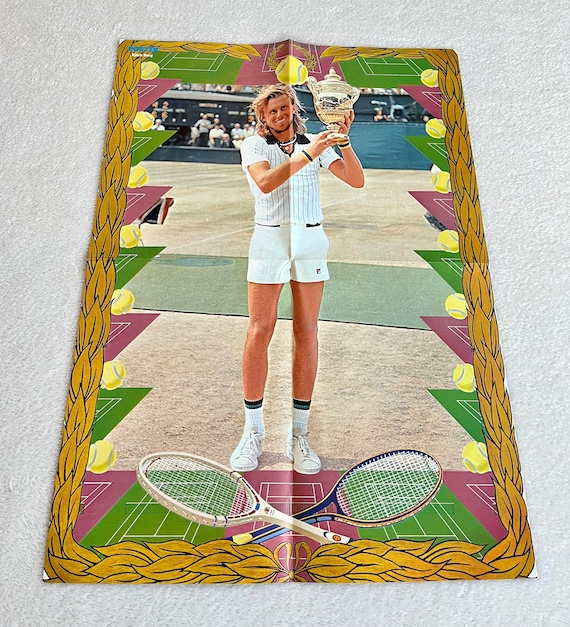 Photo Tennis Bjorn Borg – Suède – Années 1980 – Tirage Vintage – Neuf