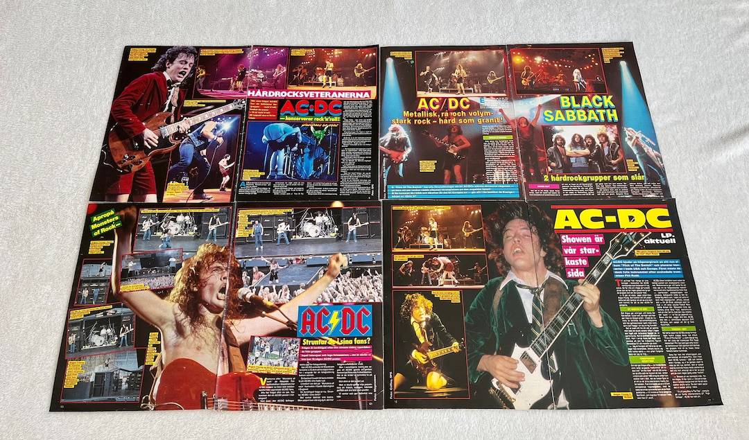 AC/DC 1983 Clips Angus Young Swedish Poster Music Magazine OKEJ 1980s ...