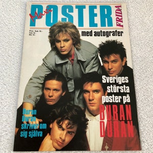 Duran Duran 1985 Simon Le Bon Nick Rhodes Andy Roger John Taylor Swedish Poster Maxi Magazine Frida 1980s Vintage Rare