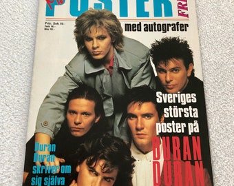 Duran Duran 1985 Simon Le Bon Nick Rhodes Andy Roger John Taylor Poster svedese Maxi rivista Frida anni '80 Vintage Raro