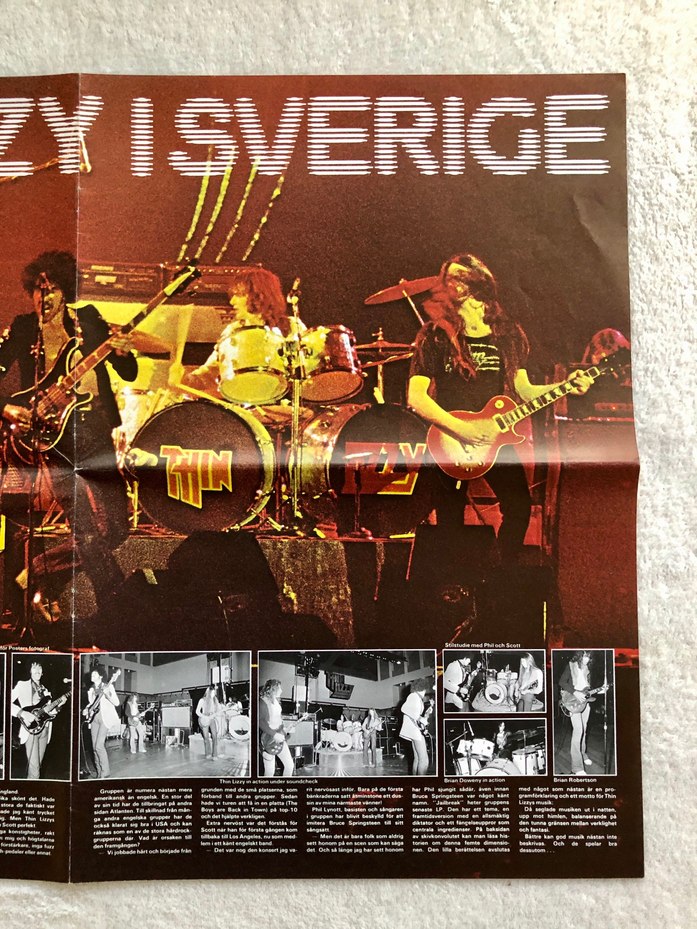 Thin Lizzy Poster 1975 Phil Lynott Swedish Poster Magazine 1970s