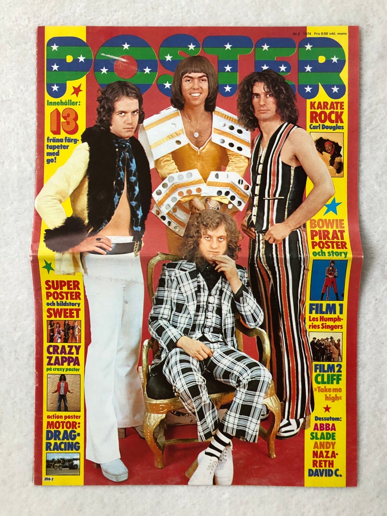 David Coverdale 1974 Deep Purple Swedish Poster Magazine 1970s Vintage Mega Rare image 6