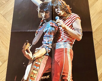 Rolling Stones Poster 1976 Swedish Poster Magazine 1970s Mick Jagger Ron Wood Vintage Rare