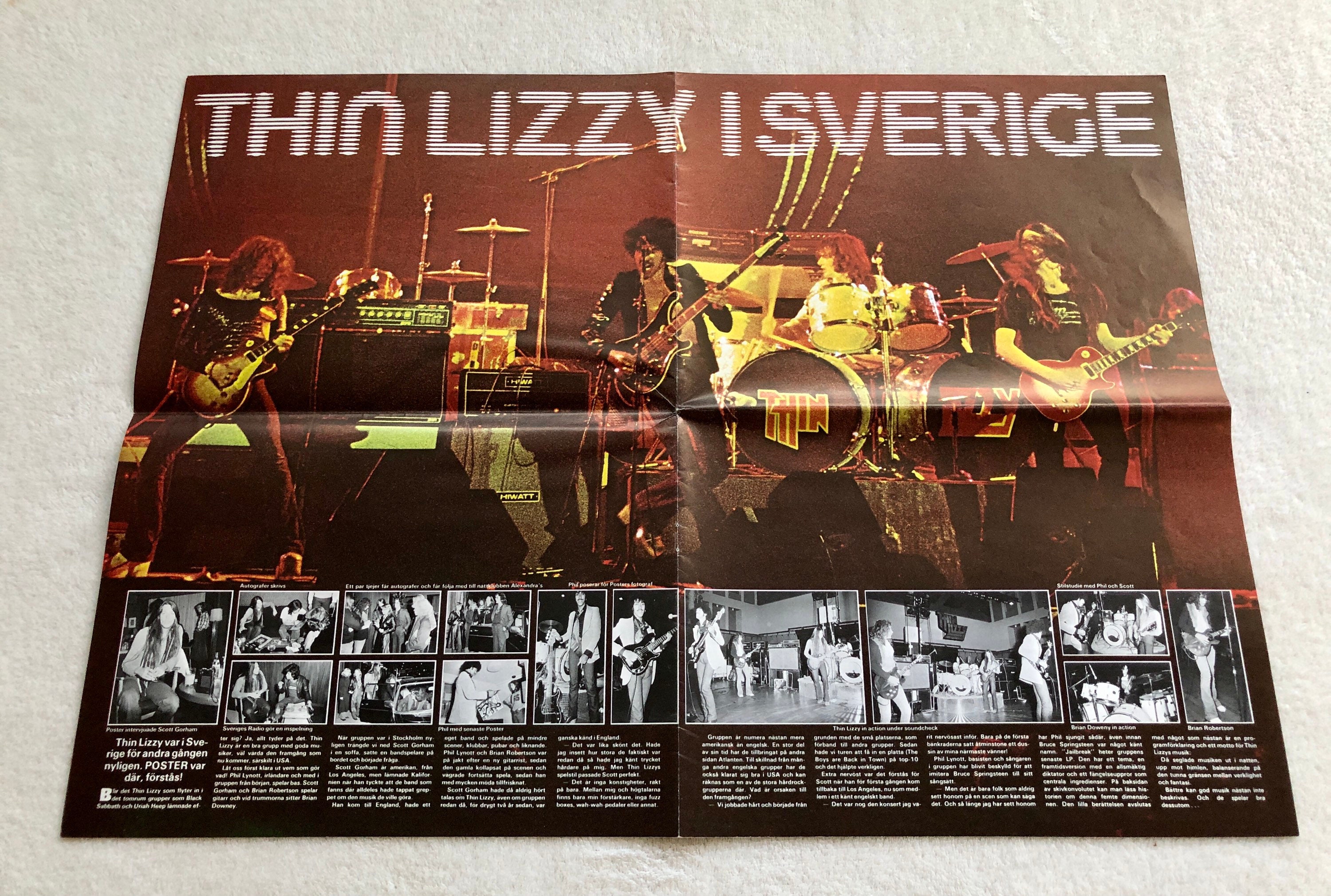 Thin Lizzy Poster 1975 Phil Lynott Swedish Poster Magazine 1970s