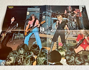 Poster The Runaways 1977 Poster svedese Rivista musicale Anni '70 Joan Jett Sandy West Lita Ford Cherie Currie Jackie Fox Vintage Raro